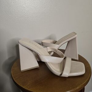 Bamboo Premiere Triangle Block Heel Sandals